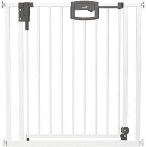 Geuther Türschutzgitter Easylock Plus | Treppenschutzgitter ohne Bohren Breite 80,5-55,5 cm | Türgitter Baby Holz-Metall | Kinderschutzgitter beidseitig öffnend | TÜV GS | Weiß