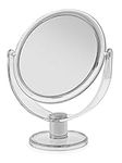 Blue Canyon Free Standing Small Round Plastic Cosmetic Mirror | Magnifying Make Up | Dressing Table Mirror 1X / 2X