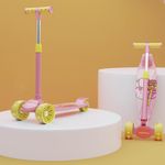 Lifelong Scooter for Kids 3+ Years - Foldable Kids Scooter with Led Wheels & Adjustable Height - Kick Scooter Capacity 50Kg- Baby Scooter Toys for 3+ Year Old Boy & Girl - Skate Scooter,Pink & Yellow