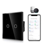 CNBINGO Smart Light Switch, WLAN Touch Switch Works with Alexa and Google Home, App Multi Control, Glass Wall Switch, Flush-Mounted, No Neutral Conductor Required