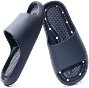 GETOEU Shower Shoes for Women and Men Massage Slide Sandals Soft Cushioned Anti-Slip Pool Slides Comfort Arch Support Quick Drying Shower Shoes with Drain Holes Bathroom Slides Slippers,Navy