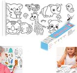 KolorFish Coloring Re-Stick Drawing Paper Roll for Kids, 118 x 12 Inch Large Coloring Poster for Toddlers, Art Paper Crafts Coloring Tablecloth Ideal Gift for Class Home Birthday Party (Animal)