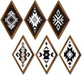 Ferraycle 6 Pcs Farmhouse Aztec Wall Decor Western Home Wall Decor Southwestern Rustic Boho Diamond Wood Sign Modern Geometric Diamond Wall Art Bedroom Living Room Bathroom (Stylish Color) YT-598953