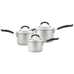 Circulon Total Stainless Steel 3 Piece Saucepan Set | Non Stick Saucepans with Lids | Induction Saucepans Suitable for All Hob Types, 16/18/20 cm Silver 3 Piece Set 76608