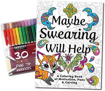 Maybe Swearing Will Help Adult Coloring Book Set - Coloring Books for Adults Relaxation with 30 Markers in a Case - Motivational Swear Word Anxiety Relief - Color Cuss & Laugh Your Way to Less Stress
