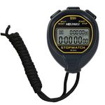 MOSTRUST Digital Waterproof Stopwatch, 30Laps Split Memory Stopwatch, No Bells, No Clock, Simple Basic Operation, Silent, ON/Off, Large Display for Swimming Running Training Coaches Referees (Black)