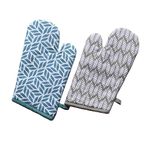 Cherrysma 2 in 1 Cotton Microwave Oven Mitten Combo, Set of Two Distinct Designs (Set of 2 Pieces)