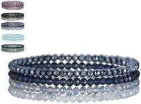 Uwiyo Boho Beaded Bracelets, Multi-Layer Crystal Bracelet Bohemian Beaded Bracelet Stretch Bracelets for Women Girls (Blue)