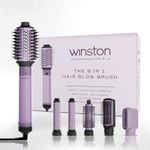 Winston 6-in-1 Hair Styling Blow Brush for Women - 1200W | Air Brush with Auto Wrap Curler, Hair Dryer, Straightening Brush & Curl Enhancer Suitable for All Hair Types (Purple)