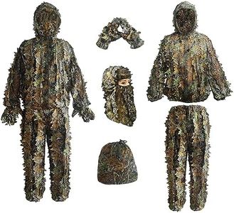 LYLPYHDP Ghillie Suit, Men's camo Suit for Hunting, Adult Camouflage Hunting Suit Hooded Equipment, 3D Maple Leaf Suit Clothes and Pants, Used for Jungle Hunting, Photography Turkey Leaf Suit.