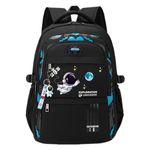 ZHANAO Astronaut Kids Backpack for Girls&Boys Waterproof Lightweight Schoolbag Bookbag for Children, Black, L