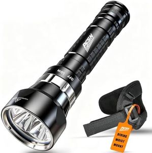 Dive Light Scuba Diving Flashlight - PFSN 6000 Lumens LED Dive Torch with Wrist Mount, Underwater Flashlight IPX68 Waterproof, Rechargeable Scuba Light for Diver Submersible Caving, Snorkeling