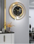 Clockuniverse:Black And Gold Clock, 45cm*45cm*,Large decorative wall clock gold, Silent Luxury Wall Clock