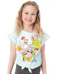 SPONGEBOB SQUAREPANTS Tie Dye T-Shirt Girls | Kids Gary Patrick Sandy Cheeks Squidward Characters Front Blue Wash Top | Series Movie Clothes Merchandise