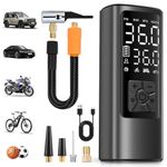 HOVVIDA Tyre Inflator Portable Air Compressor, Cordless Car Tyre Inflator 150 PSI (10.3 Bar), Fast Inflation, Auto Shut-Off, 5200 mAh, LED, Air Pump for Car, Motorcycle, Bike, Ball