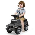 Maxmass Kids Ride on Car, Jeep Licensed Foot to Floor Sliding Car with Horn & Engine Sound, Under Seat Storage and Limited Rotation Steering Wheel, Toddler Slider Car for 18-36 Months (Dark Grey)