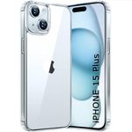 TheGiftKart Ultra-Hybrid Crystal Clear Back Case Cover for iPhone 15 Plus | Shockproof Design | Camera Protection Bump | Hard Clear Back | Bumper Case Cover for iPhone 15 Plus (PC & TPU, Transparent)