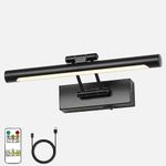 7Degobii Battery Operated Picture Light Wireless, 12in Dimmable Gallery Light Rechargeable Black Picture Lights for Wall, Swing Arm Art Light with Remote Control & Timed Settings