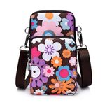 dobsechs Women Small Phone Bag Shoulder Nylon Crossbody Bags Wallet Sports Running Armband for Ladies Girls, Removable Straps, Flowers