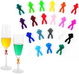 20 Colors Wine Glass Markers Silicone Little People Rings Charms, Top One Tech Reusable Drink Champagne Flute Glasses Party Gift