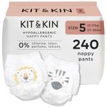Kit & Kin Premium Eco Nappy Pants Size 5 | 12-17 kg / 27-38 lbs | Maxi Pull Ups | 12 Packs / 240 Pants | Hypoallergenic & Sustainable | Vegan & Chlorine-Free | Superior up to 12 Hour Leak Protection