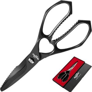 Premium Kitchen Shears Heavy Duty, Kitchen Scissors Stainless Steel, Sharp Poultry Shears, Food Scissors for Vegetable, Chicken, Meat, Fish, Detachable Scissors All Purpose with Black Titanium Plated