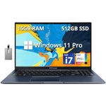 ASUS VivoBook 15.6" FHD Touchscreen Laptop, Intel i7-1255U, 16GB RAM, 512GB PCIe SSD, Intel Iris Xe Graphics, Backlit Keyboard, WiFi 6, Win 11 Pro, Quiet Blue, 32GB Hotface USB Card