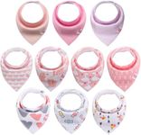 Newthinking 10 Pack Girl Dribble Bibs, Baby Bandana Bibs with Adjustable Snaps, 100% Cotton Baby Drool Bibs for 6-24 Months Newborn and Toddlers (Pink girl)