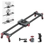 NEEWER 16in/40cm Carbon Fiber Camera Slider with 360° Ball Head/Phone Clamp/Action Camera Mount, Dolly Rail Track with 4 Bearings & Adjustable Legs, Compatible with GoPro Insta360 iPhone Android, CS1M