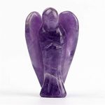 YWG Stone Amethyst Angel Figurines Guardian Angel Pocket Statue Home Decor 1.5Inches Mini Gemstone Carved Peace Healing Meditation