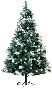 Christmas Tree World - 5ft Artificial Unlit Snowy Scots Pine - Natural and Realistic Look with Bushy and Luxury Quality PVC Tips, Easy to Assemble and Take Down (92cm Diameter)