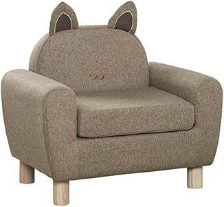 HOMCOM Kids Sofa Toddler Chair Children Armchair for Preschool Bedroom Playroom with Ear Modeling Wood Brown