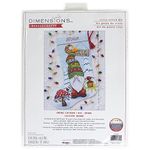 Dimensions 70-09000 Holiday Gnome Personalizable Christmas Counted Cross Stitch Stocking Kit, 16" Long, 14 Cnt. Light Blue Aida, 7pcs