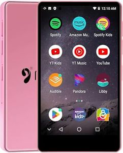 MP3 Player with Bluetooth and WiFi,MP3 & MP4 Music Player with Spotify,Amazon Music,YouTube,Audible,4.0" IPS Touch Screen Android Player with Speaker,Up to 1TB (16GB+64GB Card, Pink, 4inch)