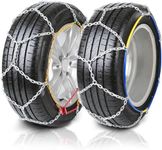 BKR Snow Chain 1 pair (2pc) For Jimny, Innova Crysta, Kia Seltos, Ertiga, Tata Nexon etc 14", 15", 16", 17" & 18" inches of Tyre Carbon Steel 16mm- FREE 2 bungee ropes, 1pair of gloves CA0154