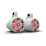 Rockford Fosgate M2WL-8 Color Optix Multicolor LED Lighted 8" 2-Way Marine Wake Tower Cans & Speakers 250 Watts RMS / 1000 Watts Peak with Stainless & Sport Grilles, Mounting Hardware - White (Pair)