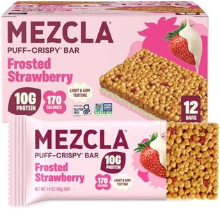 Mezcla Frosted Strawberry Puff Crispy Vegan Bars, 10g Protein, 12 Bars