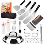 Bbcuepro 21 PCS Griddle Accessories Kit - Stainless Steel Flat Top Grill Spatula Kit for Outdoor Barbecue Teppanyaki Camping Cooking, Blackstone and Camp Chef - Professional Grill BBQ Spatula Set