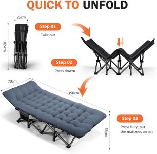 ATORPOK Camp Bed – Portable Folding Cot, Blue