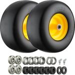 13x6.50-6 Lawn Mower Tires, 13x6.50-6 Tires Flat Free Zero Turn Mower Front Tires with 3/4", 5/8" and 1/2" Bearings, 5.5"- 7.5" Centered Hub, Compatible with Lawn Mower Garden Tractor（Pack of 2）