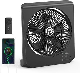 Cmyfato Box Fan, 20000mAh Rechargeable Battery Powered Window fan, 10" Quiet Small Box Fan for Window, 4 Speeds Square Fan for Bedroom Kitchen Office, 210° Pivoting Table Fan with Remote for Desk