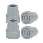 supregear 4pcs Crutch Tips, 1-in (25 mm) Heavy Duty Rubber Replacement Tips for Crutches, Canes, Walking Sticks, Walkers, Commodes, Shower Chairs and Bath Benches, Universal Non Slip Cane Tips, Grey