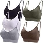 BQTQ 5 Pcs V Neck Tube Top Bra Seamless Bralettes Wireless Bra Padded Bralettes Comfortable Sleeping Camisole with Elastic Straps Removable Pads for Women Girls, XL