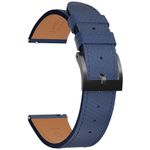 JWNSPA Top Grain Leather Watch Band - Quick Release Brushed Buckle Replacement Strap for Men Women - Choice of Width -18mm 19mm 20mm 21mm 22mm 23mm 24mm (24mm, Deep Blue & Black Buckle)