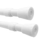 Caserry Shower Curtain Rods Pack of 2, 53-98 Inches Rust-Resistance Adjustable Spring Tension Rod for Bathroom or Doorways (White)
