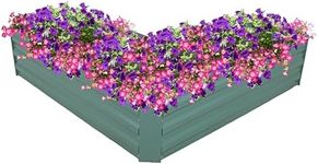 Sunnydaze 47.25" W Galvanized Steel L-Shaped Raised Garden Bed - for Vegetables and Plants - 67.3 Gal Soil Capacity - Green