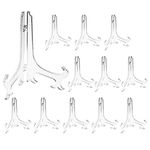 Tincogo 5" Clear Plastic Easels or Stand / Plate Holders to Display Pictures or Other Items at Weddings, Home Decoration, Birthdays, Tables (12 Pack)