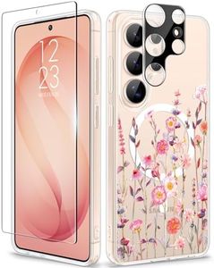 GVIEWIN Compatible with Samsung Galaxy S26 Ultra Case Compatible with MagSafe, Clear Floral Shockproof Protective Women Phone Case, Non-Yellowing, Screen &Camera Lens Protector 6.9", Floratopia/Orange