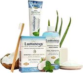 Lumineux Teeth Whitening Kit Peroxide Free Enamel Safe for Whiter Teeth Includes 7 Whitening Treatments, 1 Mouthwash, 1 Toothpaste & 1 Bamboo Toothbrush, Dentist Formulated