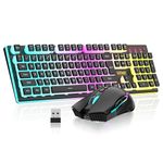 RedThunder K10 Wireless Gaming Keyboard and Mouse Combo, RGB Backlit Rechargeable 3800mAh Battery, Anti-ghosting Keyboard + 7D 3200DPI Mice for PC Gamer (Black Pudding)